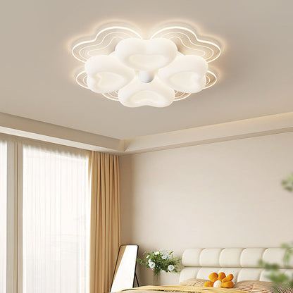 Modern Art Deco Heart Flower Wave Round Acrylic Iron LED Flush Mount Ceiling Light For Living Room