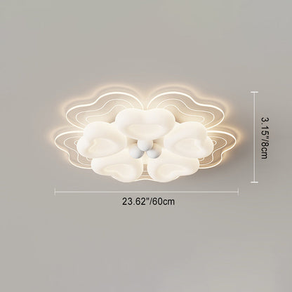 Modern Art Deco Heart Flower Wave Round Acrylic Iron LED Flush Mount Ceiling Light For Living Room