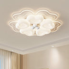 Modern Art Deco Heart Flower Wave Round Acrylic Iron LED Flush Mount Ceiling Light For Living Room