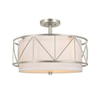 Traditional Rustic Round Cutout Fabric Iron 1-Light Semi-Flush Mount Ceiling Light For Living Room