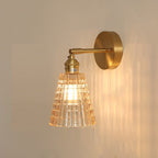 Traditional Vintage Carved Lattice Cone Flower Glass Iron 1-Light Wall Sconce Lamp For Living Room