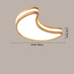 Modern Art Deco Moon Clouds Stars Wood LED Flush Mount Ceiling Light For Living Room