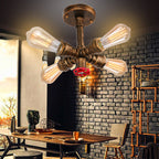 Contemporary Industrial Cross Round Glass Iron 4-light Semi-flush Mount Ceiling Light for Living Room