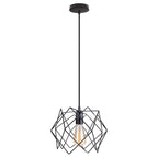 Contemporary Industrial Prismatic Hollow Round Glass Sisal Iron 1-Light Pendant Light For Living Room