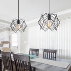 Contemporary Industrial Prismatic Hollow Round Glass Sisal Iron 1-Light Pendant Light For Living Room