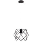 Contemporary Industrial Prismatic Hollow Round Glass Sisal Iron 1-Light Pendant Light For Living Room