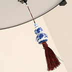 Traditional Chinese Round Bamboo Patterned Fabric Iron 3-light Chandelier for Living Room BulbSquare
