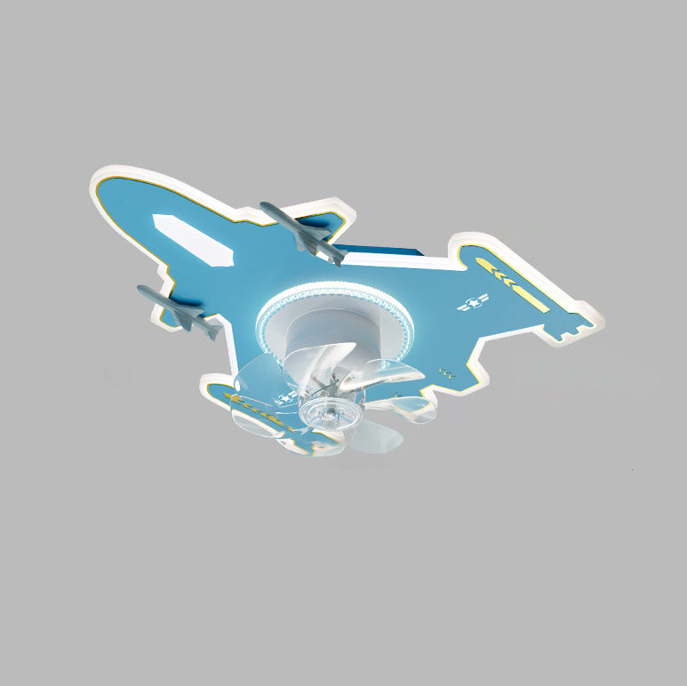 Lumendat Modern Art Deco Kids Airplane Shapes Acrylic Hardware Resin LED Flush Mount Ceiling Fan Light For Bedroom Lumendat