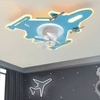Lumendat Modern Art Deco Kids Airplane Shapes Acrylic Hardware Resin LED Flush Mount Ceiling Fan Light For Bedroom Lumendat