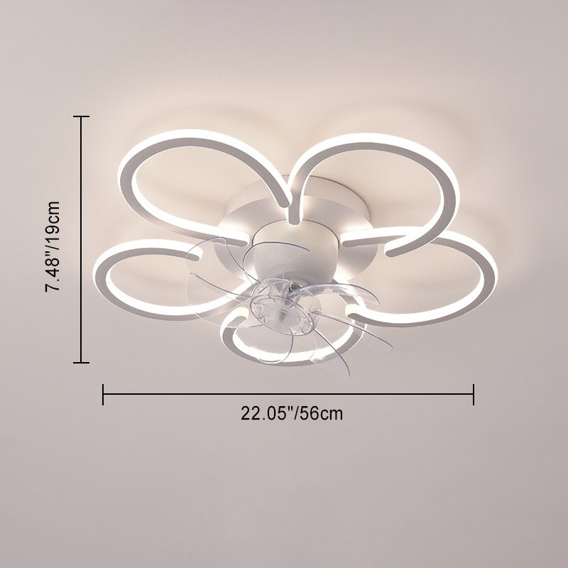 Modern Minimalist Flower Shape Round ABS Acrylic Iron LED Flush Mount Ceiling Fan Light For Bedroom