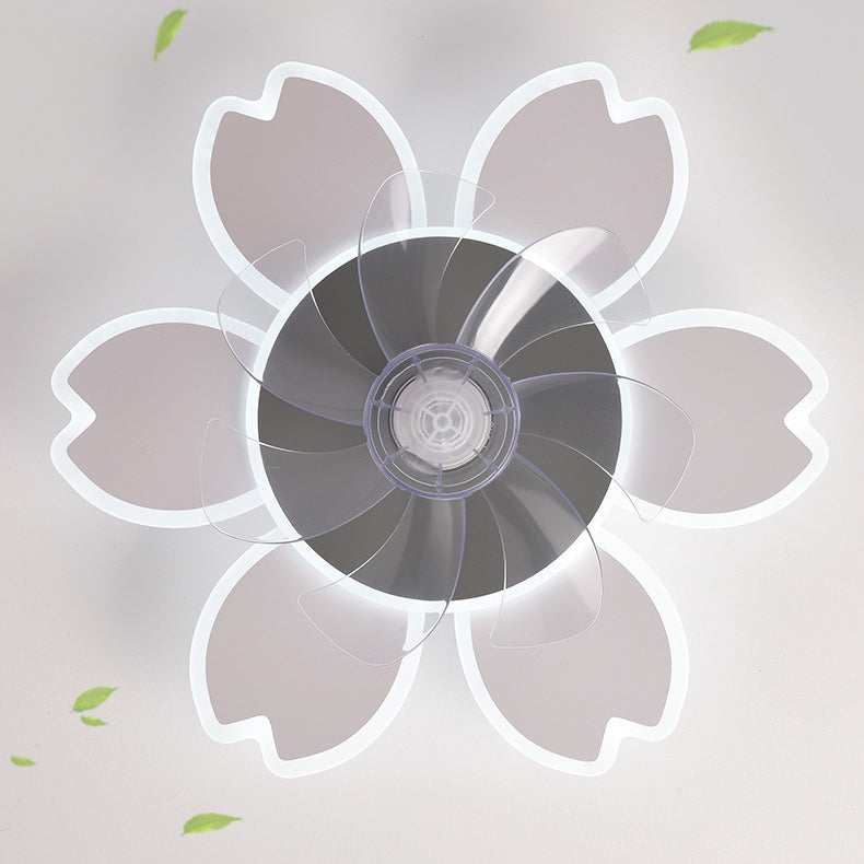 Modern Minimalist Flower Shape Round ABS Acrylic Iron LED Flush Mount Ceiling Fan Light For Bedroom