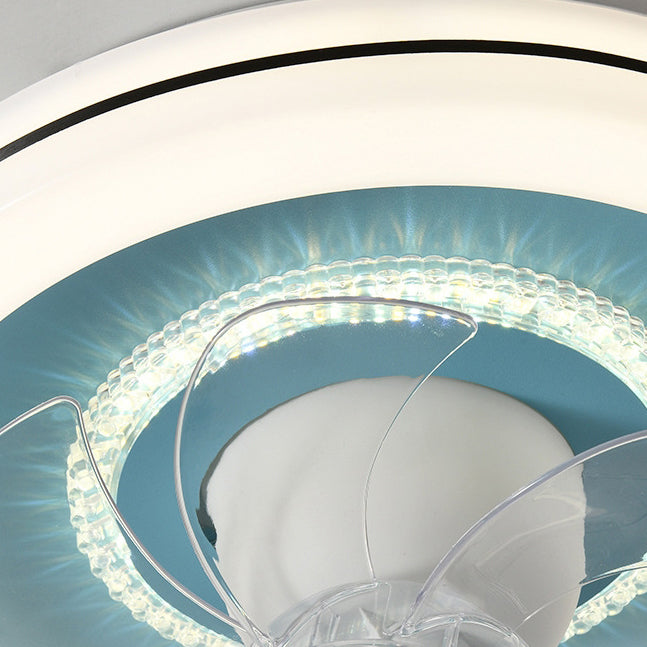 Modern Minimalist Clouds Airplanes Crowns Round ABS Iron Copper LED Flush Mount Ceiling Fan Light For Bedroom