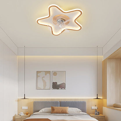Modern Art Deco Triangle Pentagram Square PVC Aluminum LED Flush Mount Ceiling Fan Light For Bedroom