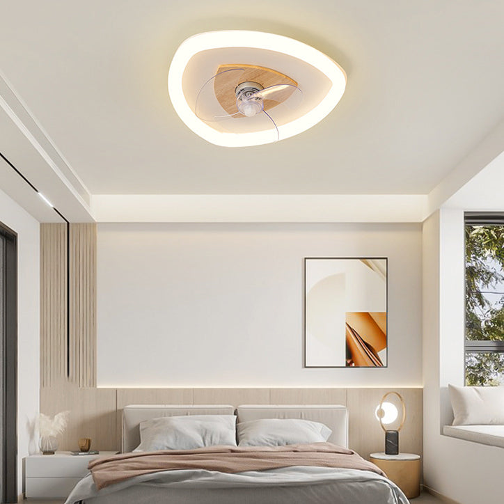 Modern Art Deco Triangle Pentagram Square PVC Aluminum LED Flush Mount Ceiling Fan Light For Bedroom