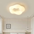 Contemporary Scandinavian Cream Wave Clouds PE Iron LED Flush Mount Ceiling Light For Living Room