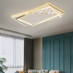 Contemporary Scandinavian Feather Rectangle Silicone Aluminum Iron LED Flush Mount Ceiling Light For Bedroom