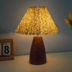 Traditional Vintage Scalloped Pleated Cone Fabric Wood LED Table Lamp For Living Room Lumendat