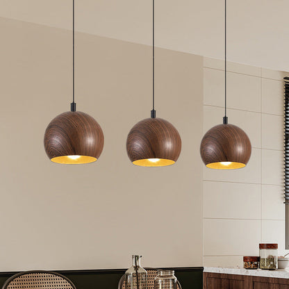 Modern Minimalist Cone Cylinder Ball Sector Liftable Fabric Solid Wood Iron 1-light Pendant Light for Living Room