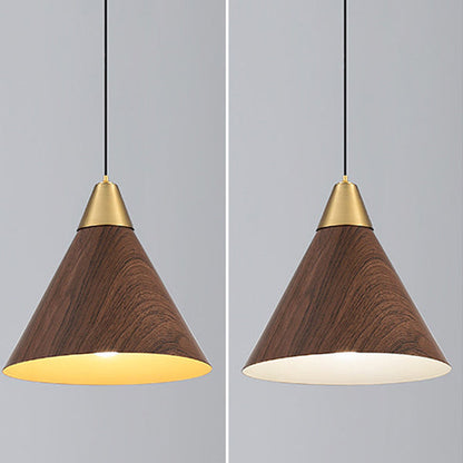 Modern Minimalist Cone Cylinder Ball Sector Liftable Fabric Solid Wood Iron 1-light Pendant Light for Living Room