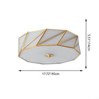 Contemporary Scandinavian Quadrilateral Polygonal Glass Copper 4-Light Flush Mount Ceiling Light For Living Room