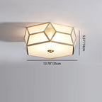 Contemporary Creative Prismatic Trapezoidal Octagonal Glass Copper 3/4/6 Light Flush Mount Ceiling Light For Living Room