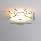 Contemporary Creative Prismatic Trapezoidal Octagonal Glass Copper 3/4/6 Light Flush Mount Ceiling Light For Living Room