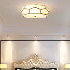 Contemporary Scandinavian Hexagonal Irregular Polygonal Glass Copper 3/4 Light Flush Mount Ceiling Light For Living Room