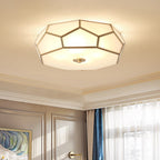 Contemporary Scandinavian Hexagonal Irregular Polygonal Glass Copper 3/4 Light Flush Mount Ceiling Light For Living Room