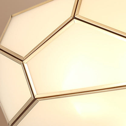 Contemporary Scandinavian Hexagonal Irregular Polygonal Glass Copper 3/4 Light Flush Mount Ceiling Light For Living Room