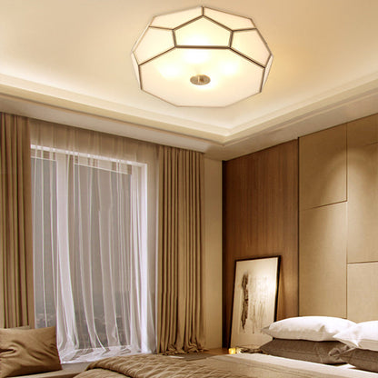 Contemporary Scandinavian Hexagonal Irregular Polygonal Glass Copper 3/4 Light Flush Mount Ceiling Light For Living Room