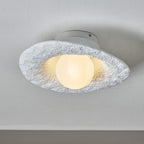 Contemporary Creative Irregular Round Ball Resin Hardware 1-Light Semi-Flush Mount Ceiling Light For Living Room