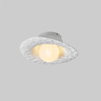 Contemporary Creative Irregular Round Ball Resin Hardware 1-Light Semi-Flush Mount Ceiling Light For Living Room