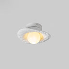 Contemporary Creative Irregular Round Ball Resin Hardware 1-Light Semi-Flush Mount Ceiling Light For Living Room