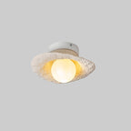 Contemporary Creative Irregular Round Ball Resin Hardware 1-Light Semi-Flush Mount Ceiling Light For Living Room