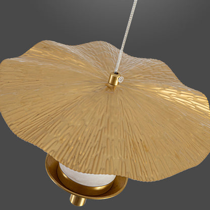 Modern Luxury Cylinder Umbrella Natural Marble Copper LED Pendant Light For Living Room