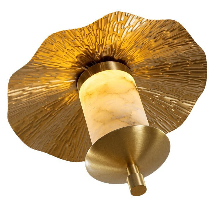 Modern Luxury Cylinder Umbrella Natural Marble Copper LED Pendant Light For Living Room