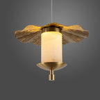 Modern Luxury Cylinder Umbrella Natural Marble Copper LED Pendant Light For Living Room