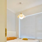 Contemporary Scandinavian Flower Orb Glass Acrylic Wood Iron 1-Light Pendant Light For Living Room