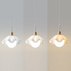 Contemporary Scandinavian Flower Orb Glass Acrylic Wood Iron 1-Light Pendant Light For Living Room