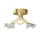 Contemporary Creative Orb Umbrella Round Glass Iron 1-Light Semi-Flush Mount Ceiling Light For Living Room