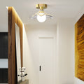 Contemporary Creative Orb Umbrella Round Glass Iron 1-Light Semi-Flush Mount Ceiling Light For Living Room
