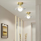 Contemporary Creative Orb Umbrella Round Glass Iron 1-Light Semi-Flush Mount Ceiling Light For Living Room