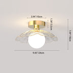 Contemporary Creative Orb Umbrella Round Glass Iron 1-Light Semi-Flush Mount Ceiling Light For Living Room