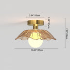 Contemporary Creative Orb Umbrella Round Glass Iron 1-Light Semi-Flush Mount Ceiling Light For Living Room