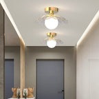 Contemporary Creative Orb Umbrella Round Glass Iron 1-Light Semi-Flush Mount Ceiling Light For Living Room