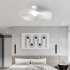 Traditional French Cream Ruffle Shape Fabric Iron LED Semi-Flush Mount Ceiling Light For Living Room