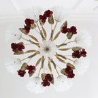 Traditional French Rose Flower Leaf Glass Iron 4/6/9 Light Chandelier for Living Room BulbSquare