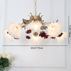 Traditional French Rose Flower Leaf Glass Iron 4/6/9 Light Chandelier for Living Room BulbSquare