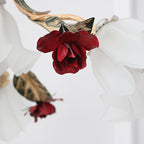 Traditional French Rose Flower Leaf Glass Iron 4/6/9 Light Chandelier for Living Room BulbSquare