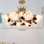 Traditional French Rose Flower Leaf Glass Iron 4/6/9 Light Chandelier for Living Room BulbSquare